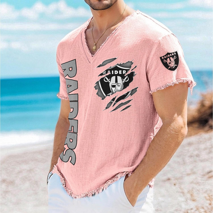 LV x NFL V-Neck Linen Beach Shirt 1905 DatND DVT