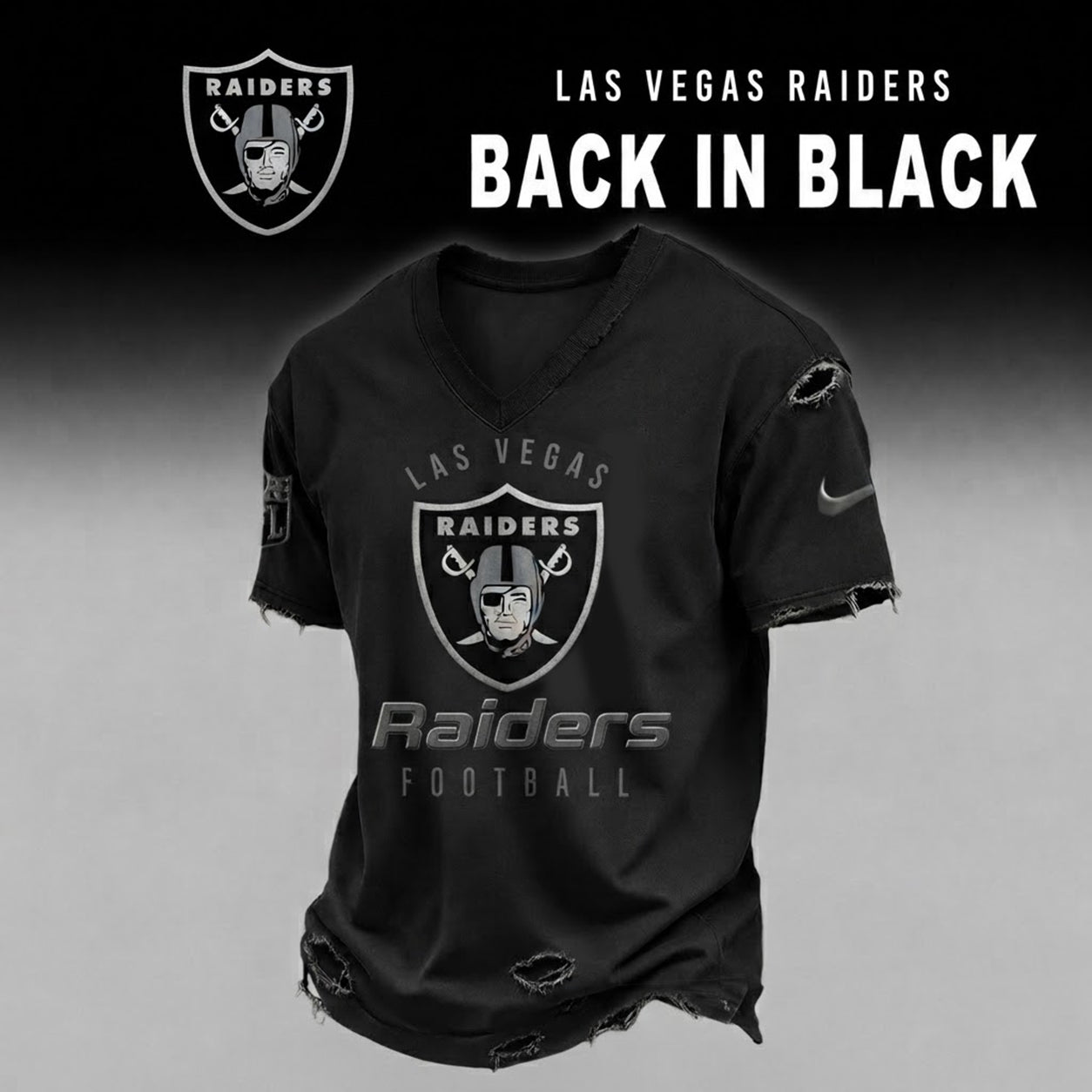 LVR x NFL Back In Black V-neck Shirt 290626