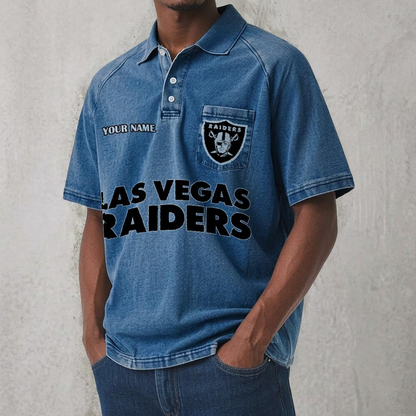 LVR x NFL Men's Distressed Turn-Down Collar Polo DATND TANTD 250526