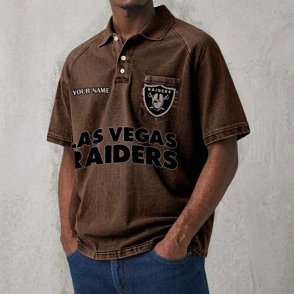 LVR x NFL Men's Distressed Turn-Down Collar Polo DATND TANTD 250526