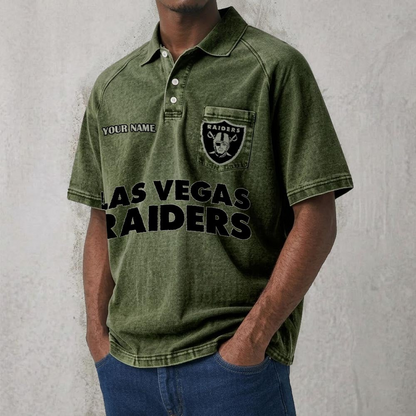 LVR x NFL Men's Distressed Turn-Down Collar Polo DATND TANTD 250526