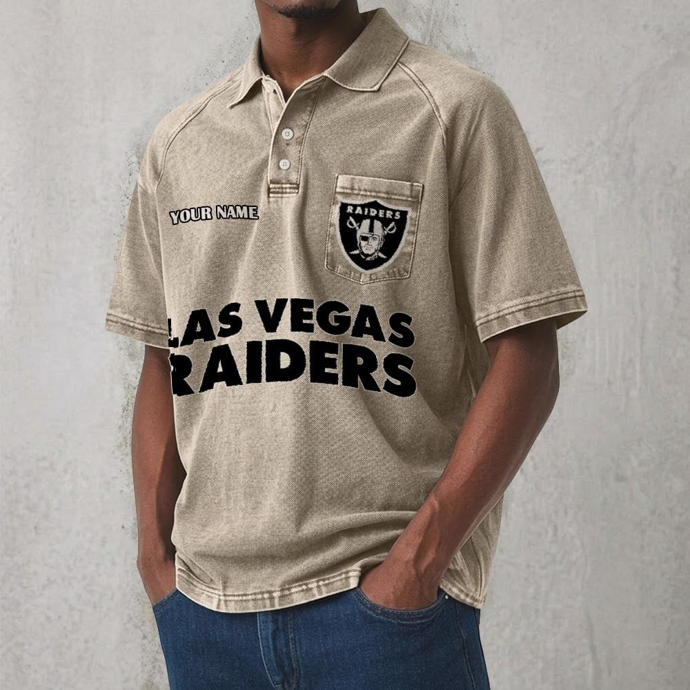 LVR x NFL Men's Distressed Turn-Down Collar Polo DATND TANTD 250526