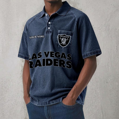 LVR x NFL Men's Distressed Turn-Down Collar Polo DATND TANTD 250526
