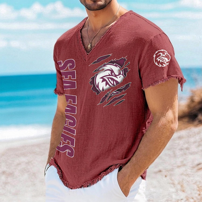 MAN x NRL V-Neck Linen Beach Shirt 1905 DatND DVT