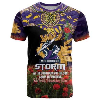 MEL x NRL Rugby ANZAC Day Women V-Neck T-Shirt Last Post Poppy We Will Remember Them DatND DVT