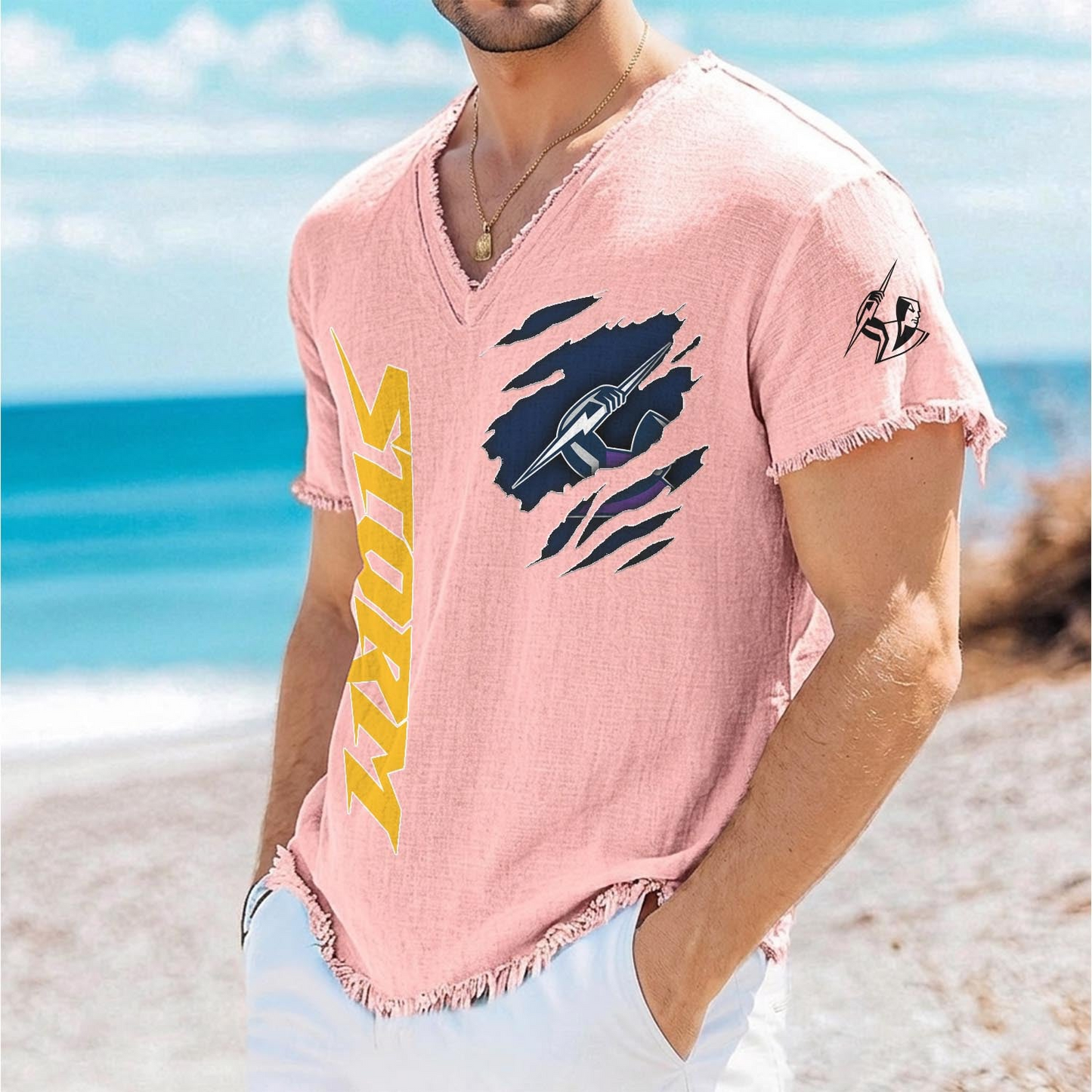 MEL x NRL V-Neck Linen Beach Shirt 1905 DatND DVT