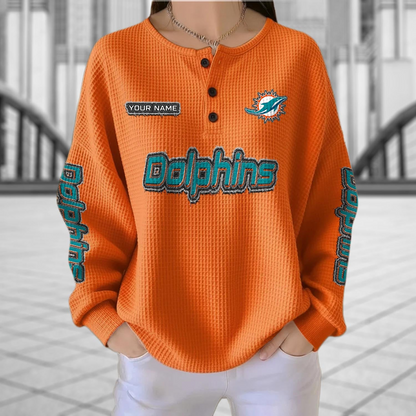 MIA x NFL Personalized Waffle Knit Henley Sweatshirt 2005 DatND DVT