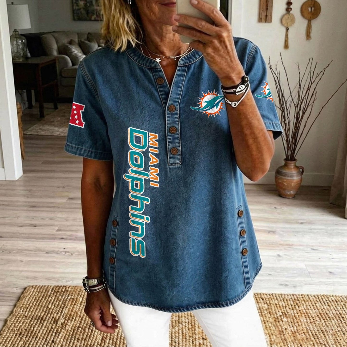 MIA x NFL Womenƒ??s Denim Casual Tops DATND LBN 190526