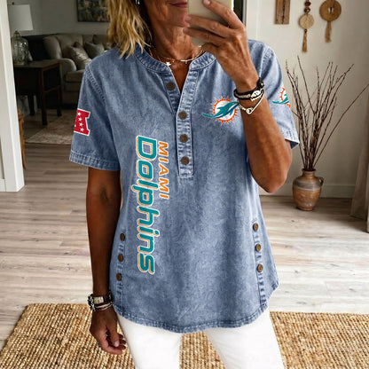 MIA x NFL Womenƒ??s Denim Casual Tops DATND LBN 190526