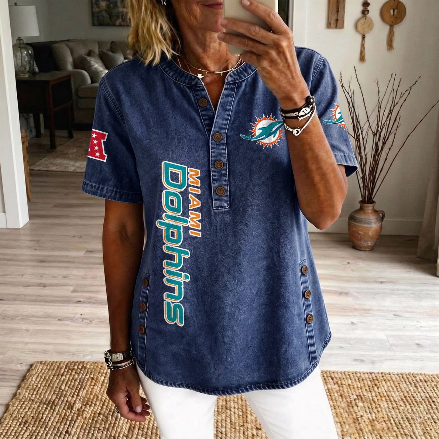 MIA x NFL Womenƒ??s Denim Casual Tops DATND LBN 190526