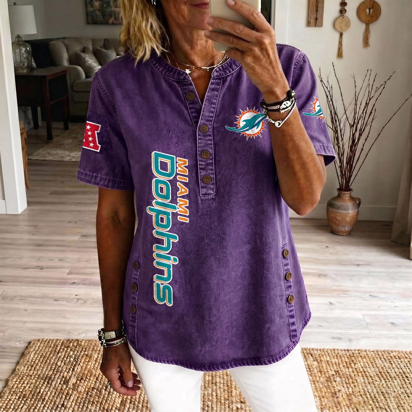 MIA x NFL Womenƒ??s Denim Casual Tops DATND LBN 190526