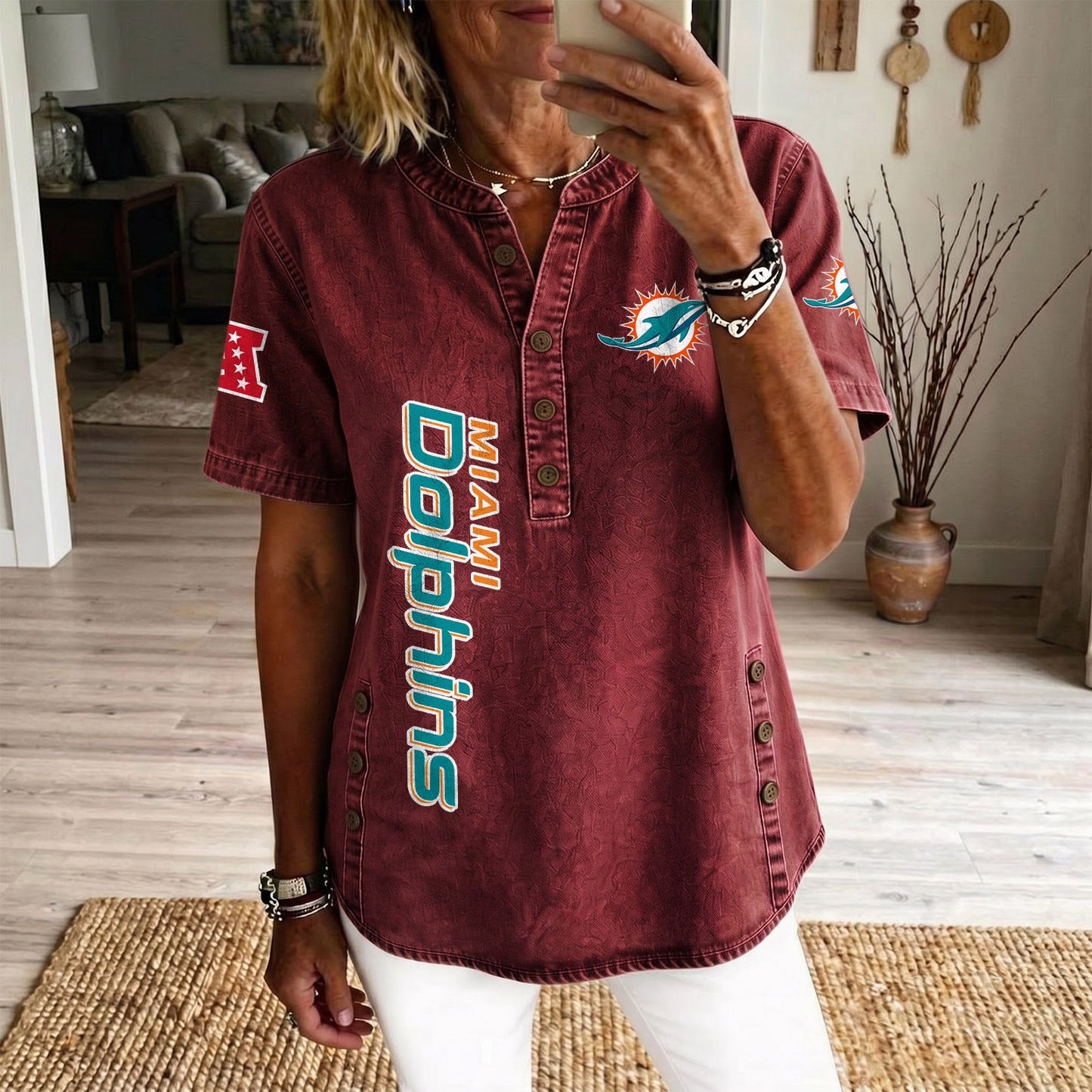 MIA x NFL Womenƒ??s Denim Casual Tops DATND LBN 190526