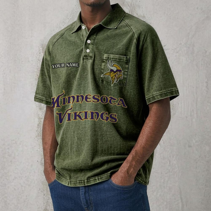 MIN x NFL Men's Distressed Turn-Down Collar Polo DATND TANTD 250526