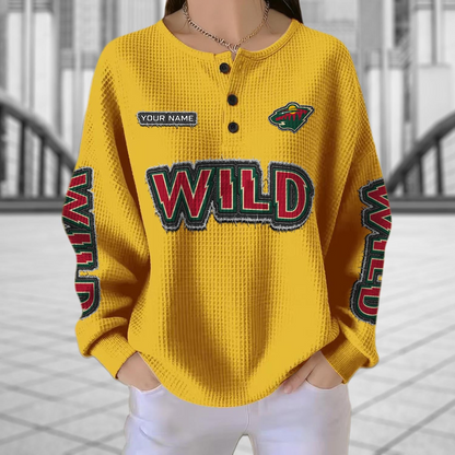 MIN x NHL Personalized Waffle Knit Henley Sweatshirt 2005 DatND DVT