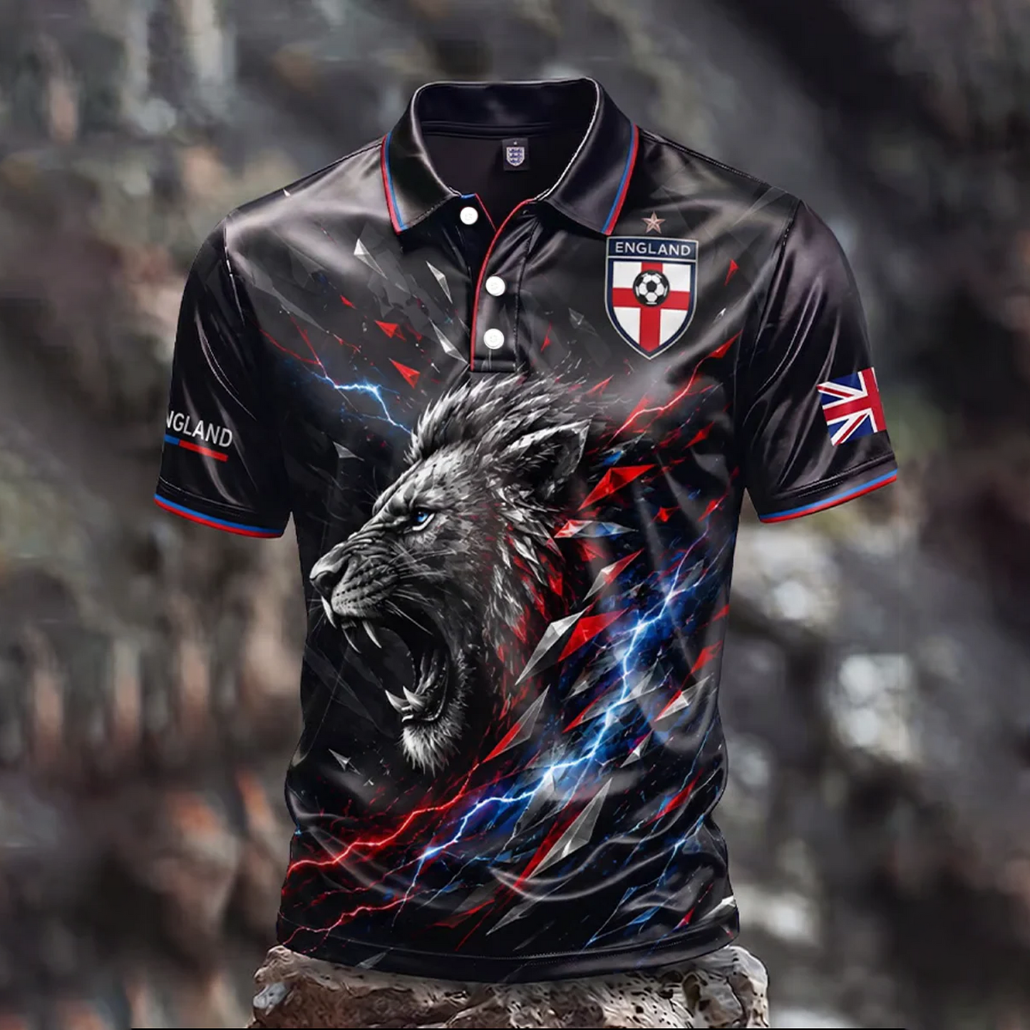 Men's UK Football Lover England Printed polo shirt V2 0106 DatND DVT