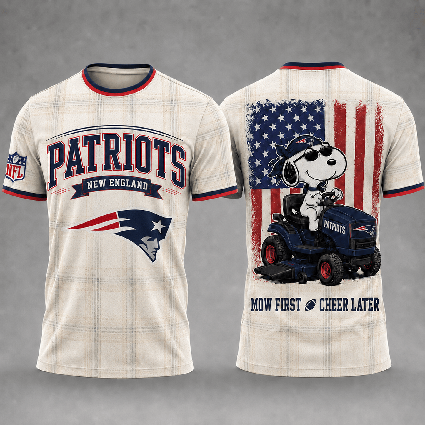 NE x NFL Premium Funny Football Snoopy 3D T-Shirt 0207