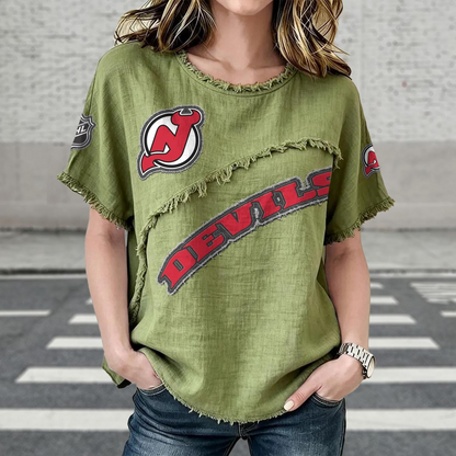NJD x NHL Womenƒ??s Vintage O-Neck 2905 DatND DVT