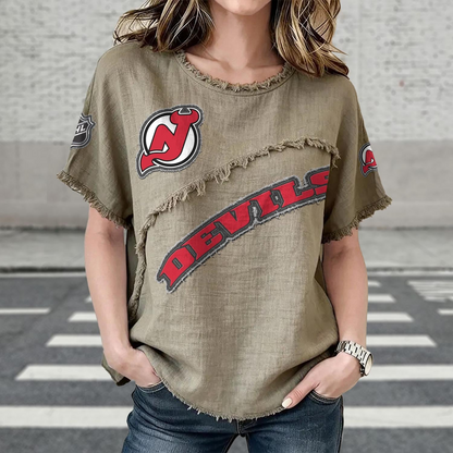 NJD x NHL Womenƒ??s Vintage O-Neck 2905 DatND DVT