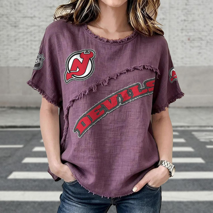 NJD x NHL Womenƒ??s Vintage O-Neck 2905 DatND DVT