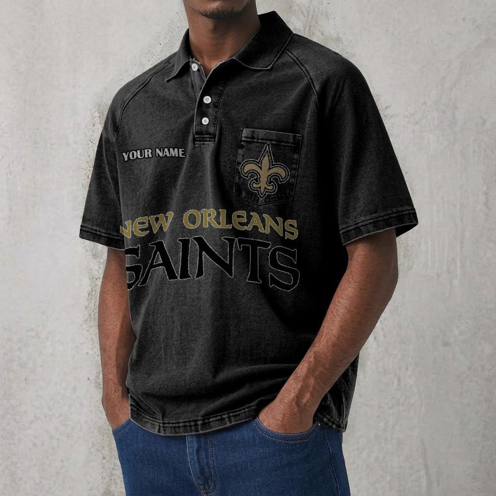 NO x NFL Men's Distressed Turn-Down Collar Polo DATND TANTD 250526