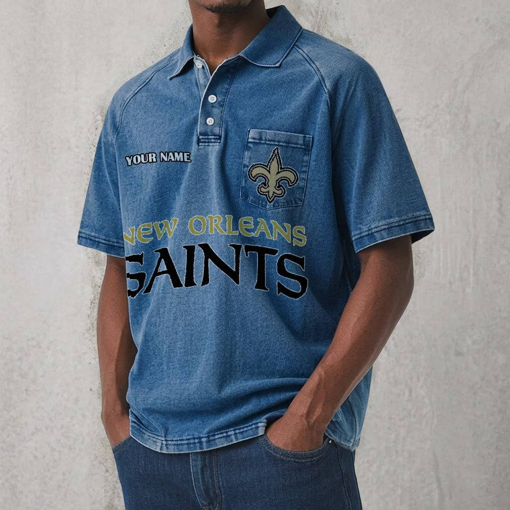 NO x NFL Men's Distressed Turn-Down Collar Polo DATND TANTD 250526