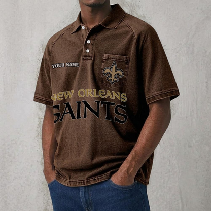 NO x NFL Men's Distressed Turn-Down Collar Polo DATND TANTD 250526