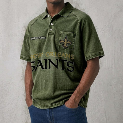 NO x NFL Men's Distressed Turn-Down Collar Polo DATND TANTD 250526