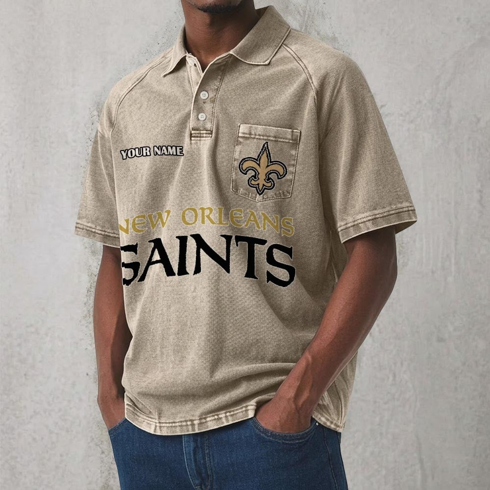 NO x NFL Men's Distressed Turn-Down Collar Polo DATND TANTD 250526
