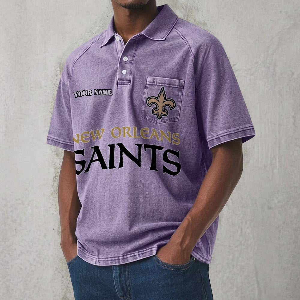 NO x NFL Men's Distressed Turn-Down Collar Polo DATND TANTD 250526