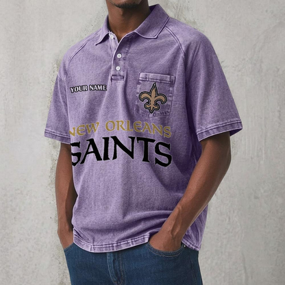NO x NFL Men's Distressed Turn-Down Collar Polo DATND TANTD 250526