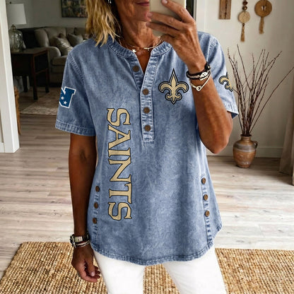 NO x NFL Womenƒ??s Denim Casual Tops DATND LBN 190526
