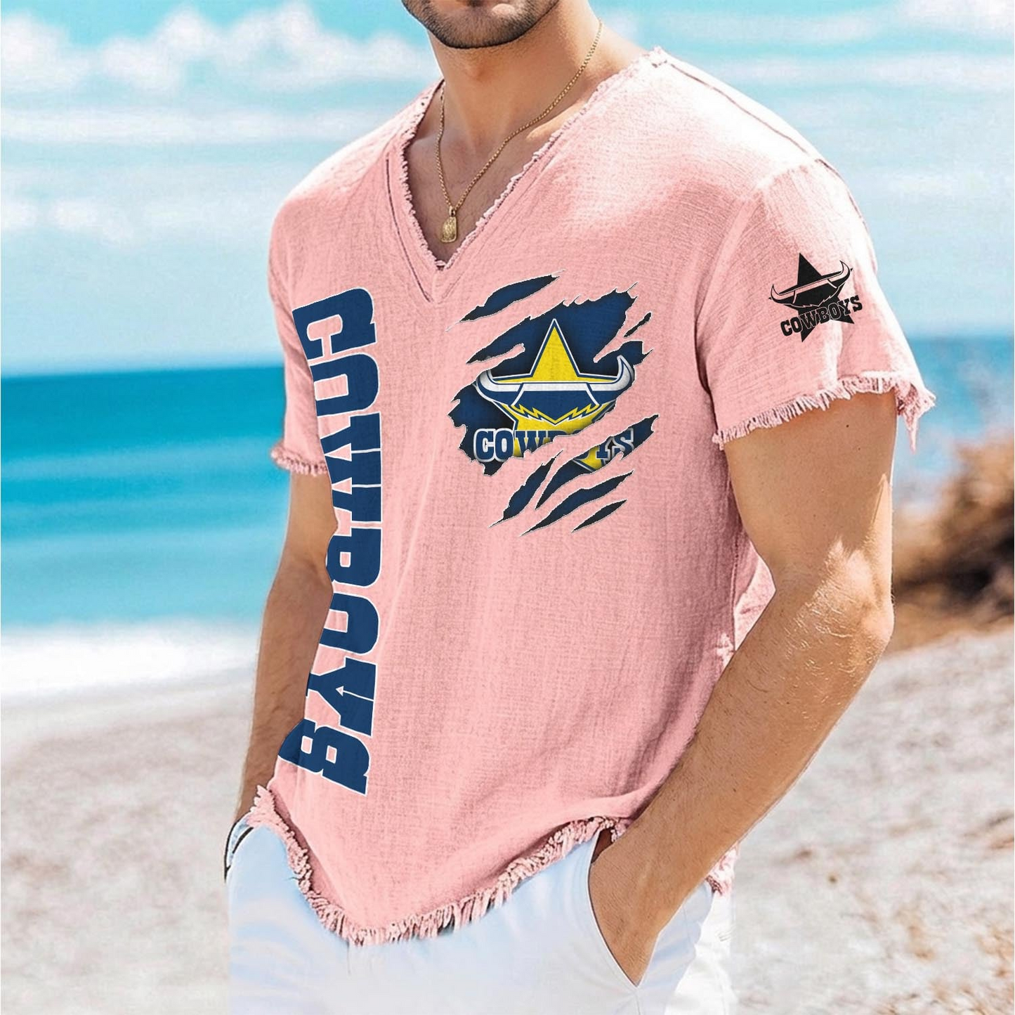 NQC x NRL V-Neck Linen Beach Shirt 1905 DatND DVT