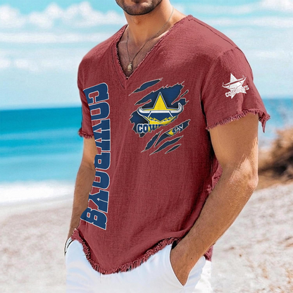 NQC x NRL V-Neck Linen Beach Shirt 1905 DatND DVT