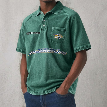 NSH x NHL Men's Distressed Turn-Down Collar Polo DATND TANTD 250526