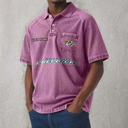 NSH x NHL Men's Distressed Turn-Down Collar Polo DATND TANTD 250526
