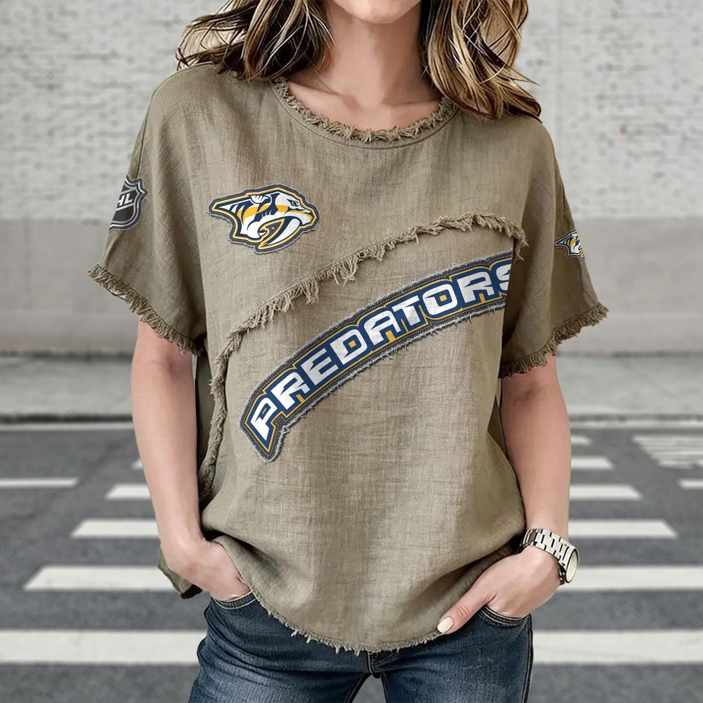 NSH x NHL Womenƒ??s Vintage O-Neck 2905 DatND DVT