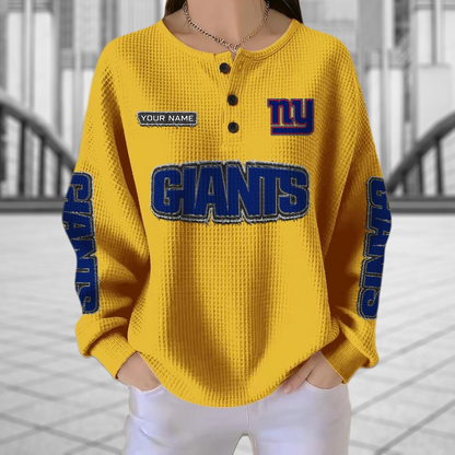 NYG x NFL Personalized Waffle Knit Henley Sweatshirt 2005 DatND DVT