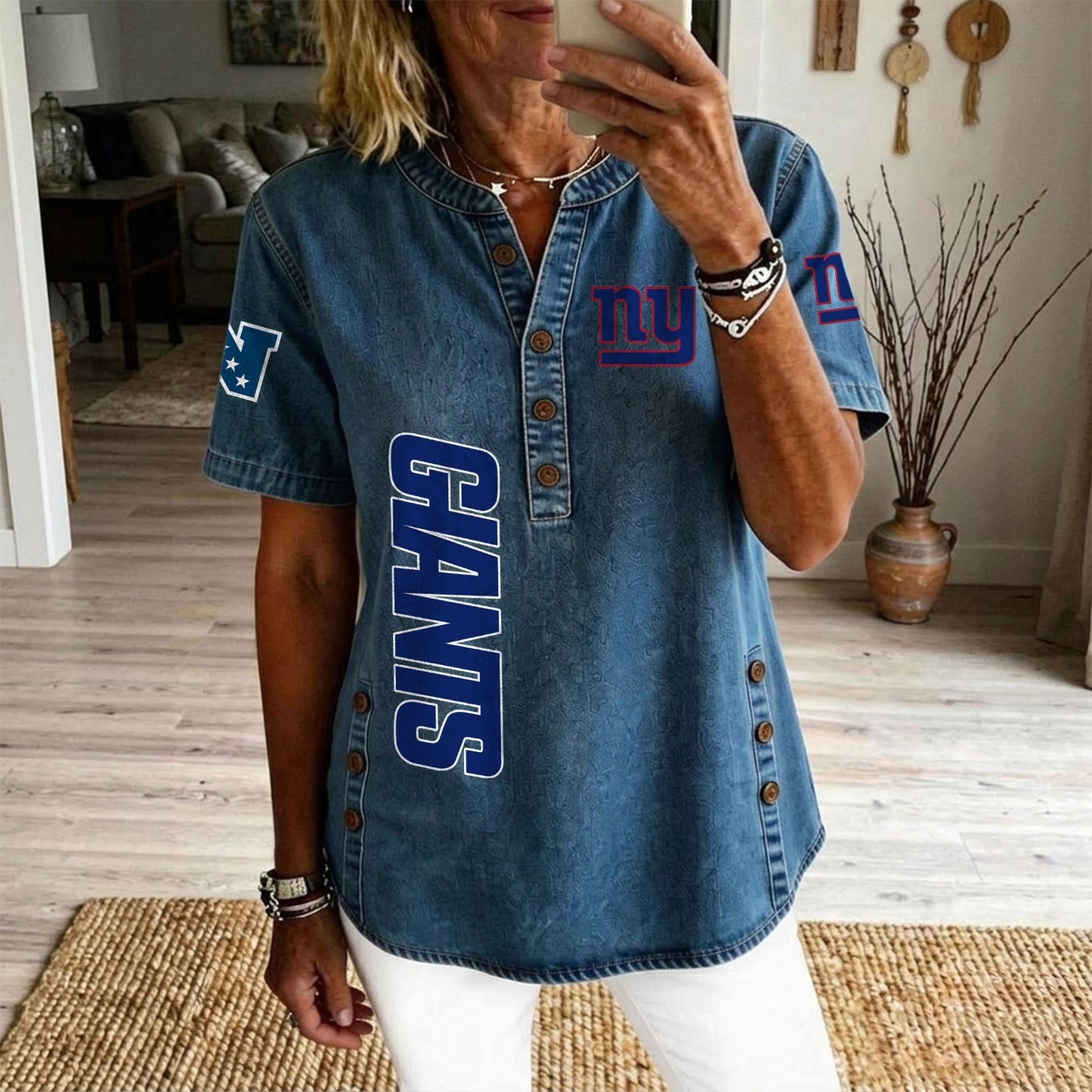 NYG x NFL Womenƒ??s Denim Casual Tops DATND LBN 190526