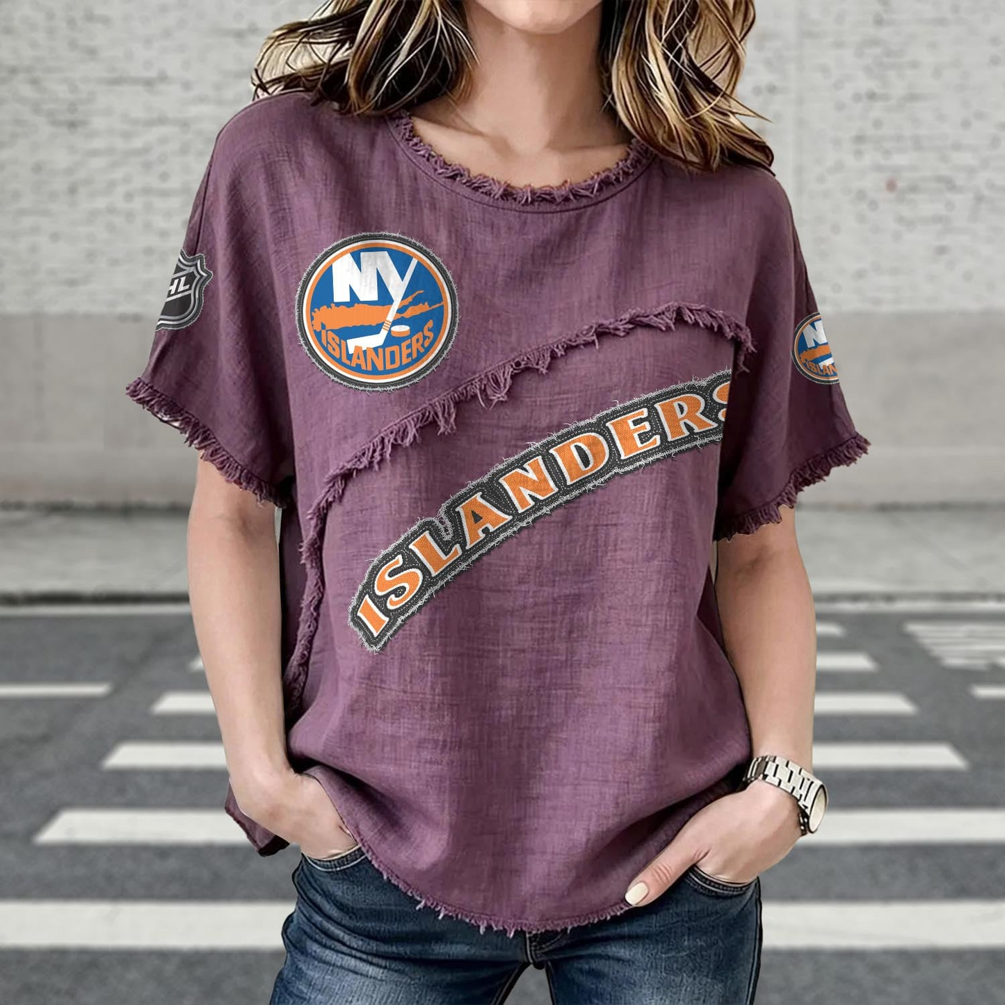 NYI x NHL Womenƒ??s Vintage O-Neck 2905 DatND DVT