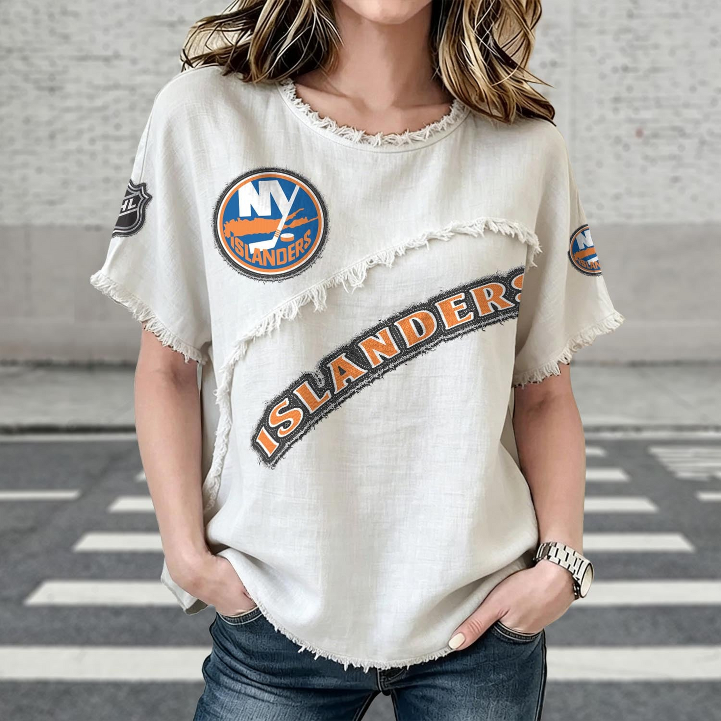 NYI x NHL Womenƒ??s Vintage O-Neck 2905 DatND DVT