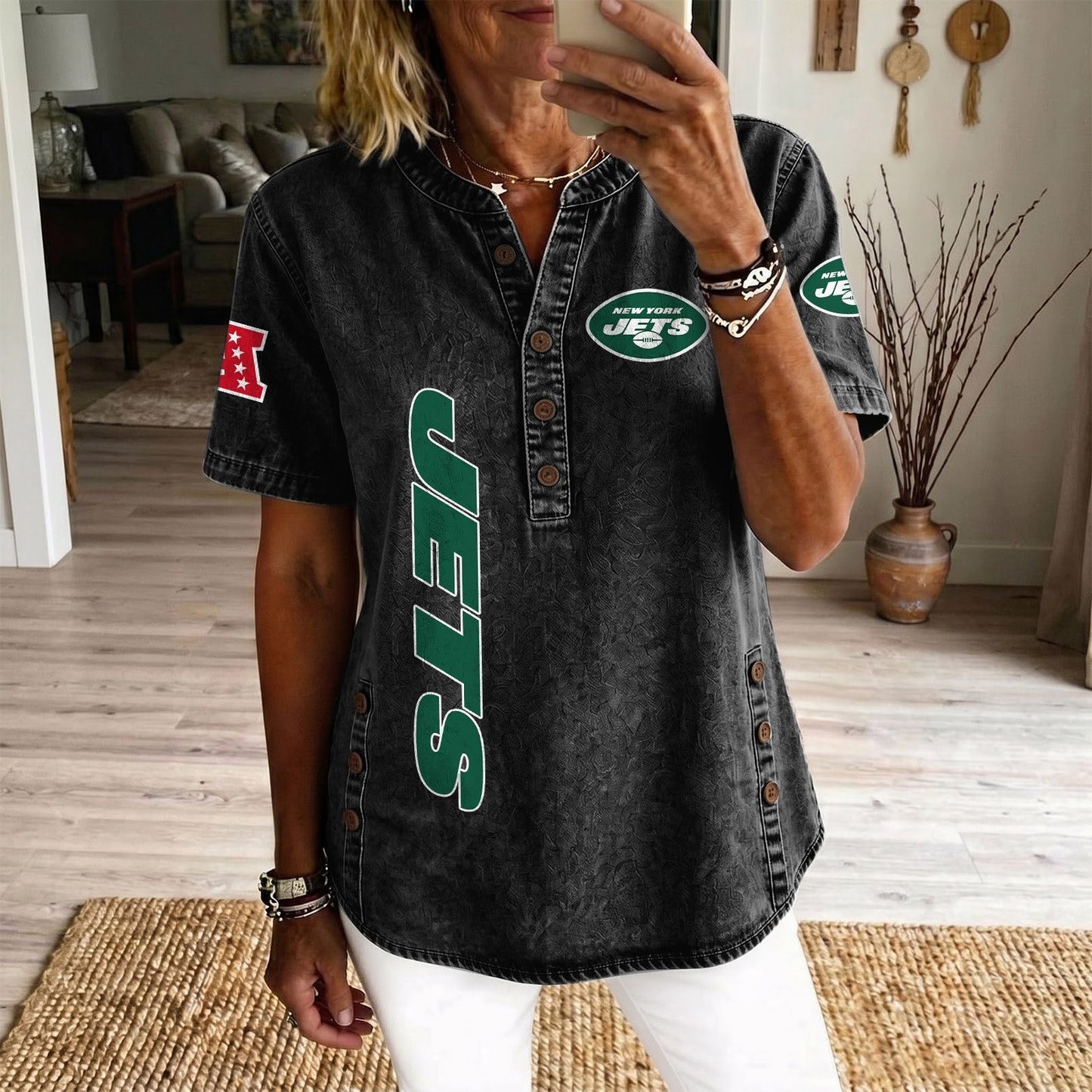 NYJ x NFL Womenƒ??s Denim Casual Tops DATND LBN 190526