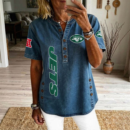 NYJ x NFL Womenƒ??s Denim Casual Tops DATND LBN 190526