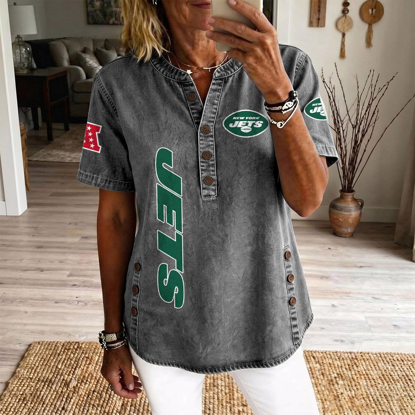 NYJ x NFL Womenƒ??s Denim Casual Tops DATND LBN 190526