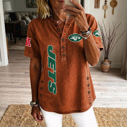 NYJ x NFL Womenƒ??s Denim Casual Tops DATND LBN 190526