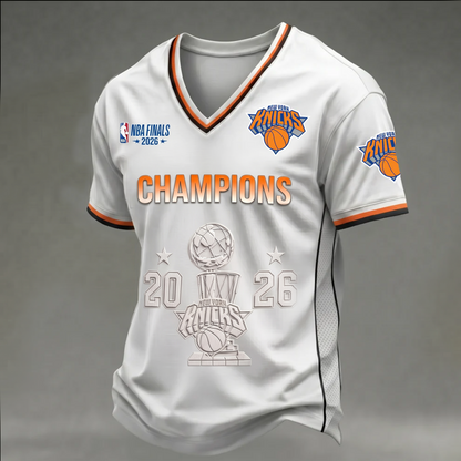 NYK x NBA Finals Champions Luxury V-neck Shirt 160626
