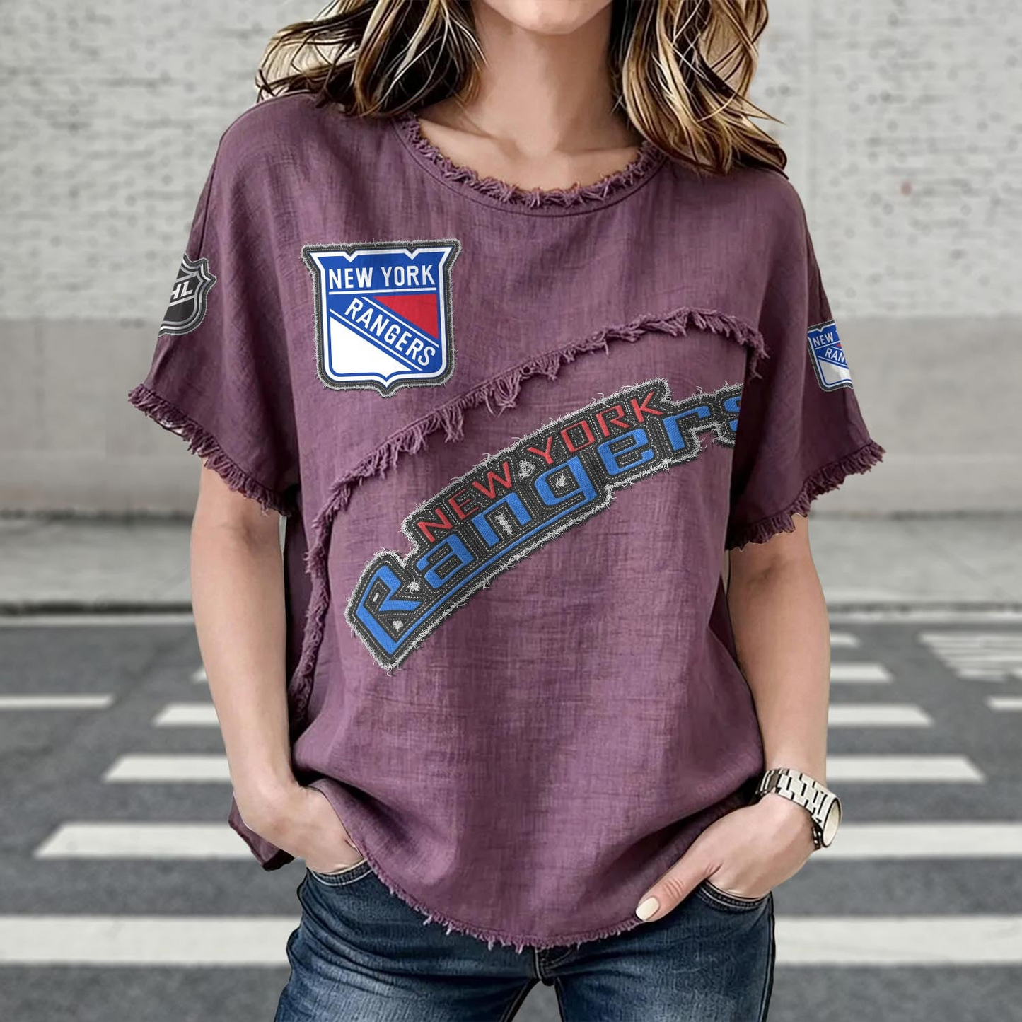 NYR x NHL Womenƒ??s Vintage O-Neck 2905 DatND DVT