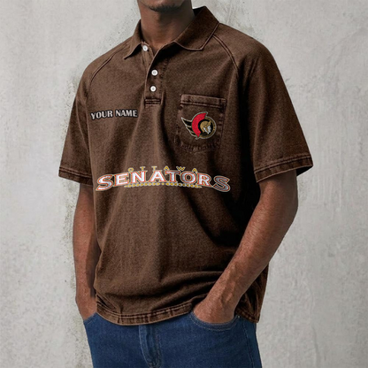 OTT x NHL Men's Distressed Turn-Down Collar Polo DATND TANTD 250526