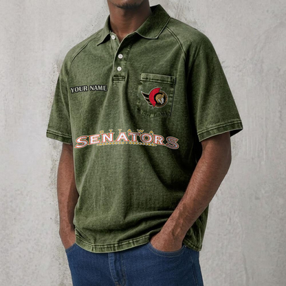 OTT x NHL Men's Distressed Turn-Down Collar Polo DATND TANTD 250526