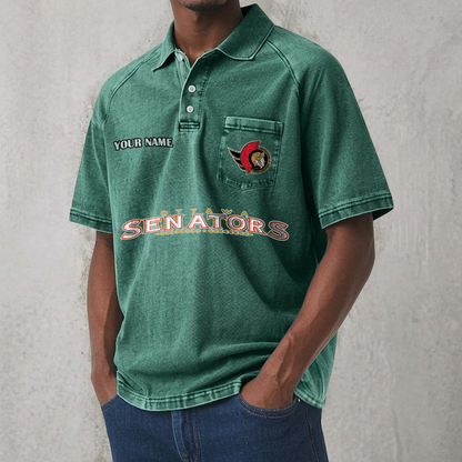 OTT x NHL Men's Distressed Turn-Down Collar Polo DATND TANTD 250526