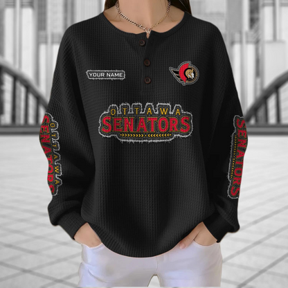 OTT x NHL Personalized Waffle Knit Henley Sweatshirt 2005 DatND DVT